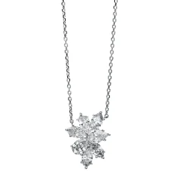 Collier aus 750 Gold Weißgold 7 Diamanten 1,92ct TW-SI L:45cm