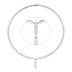 Collier aus 750 Gold Weißgold 130 Diamanten 20,51ct TW-SI L:45,7cm