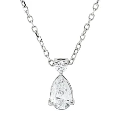 Collier aus 750 Gold Weißgold 2 Diamanten 0,34ct TW-SI L:45cm