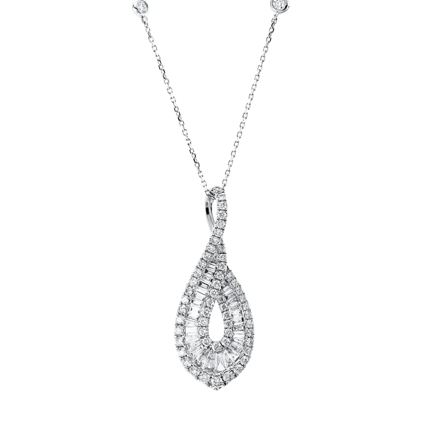 Collier aus 750 Gold Weißgold 87 Diamanten 1,11ct TW-SI L:45cm
