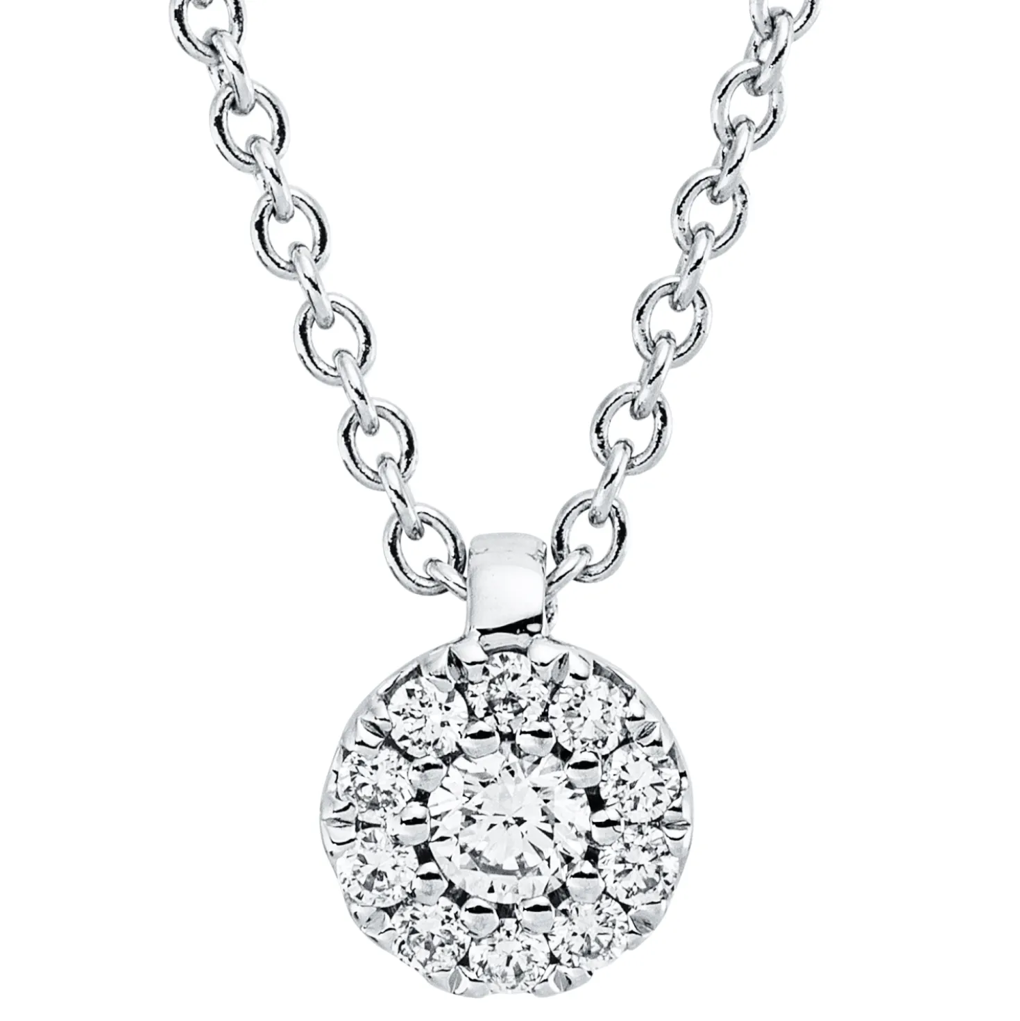 Collier aus 750 Gold Weißgold 11 Diamanten 0,13ct TW-SI L:45cm