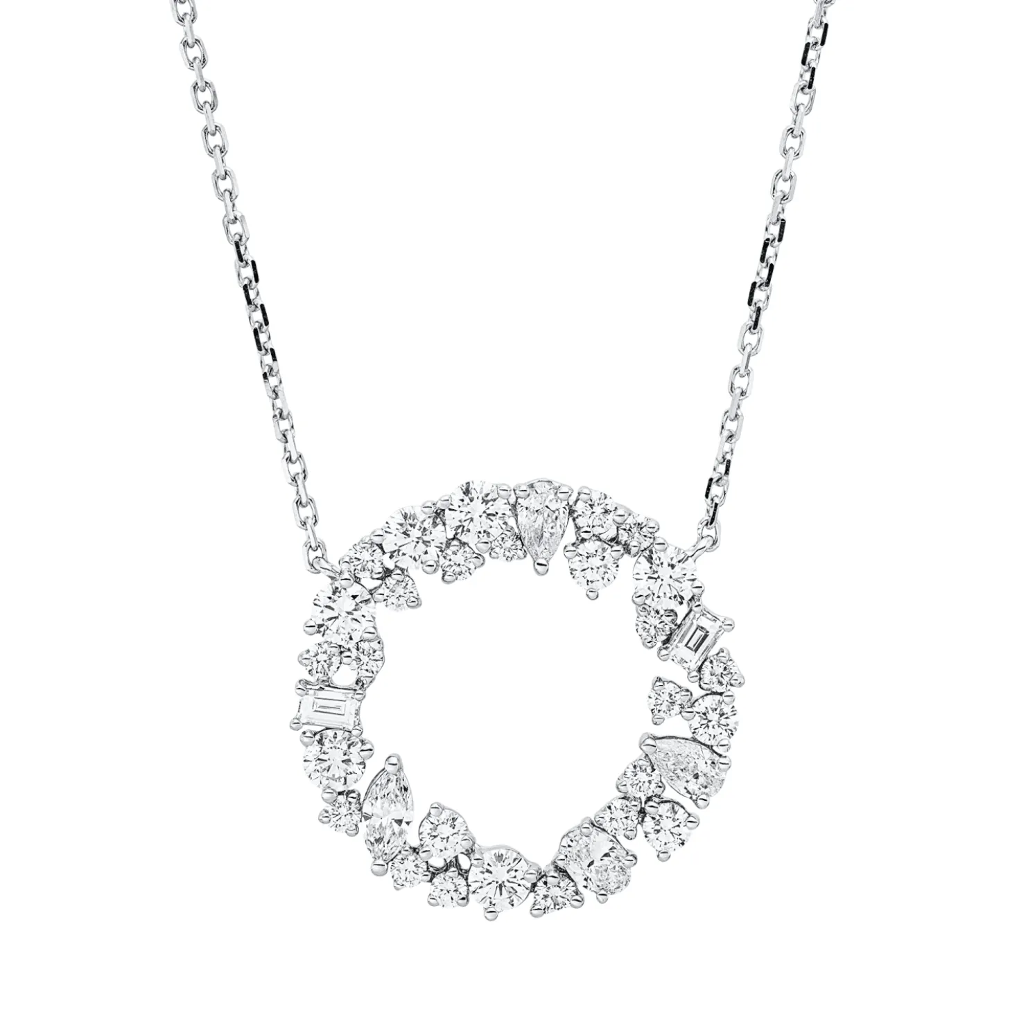 Collier aus 750 Gold Weißgold 33 Diamanten 1,53ct TW-VSI L:45,7cm