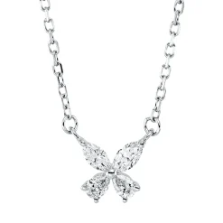 Collier aus 750 Gold Weißgold 4 Diamanten 0,16ct TW-VSI L:45,7cm