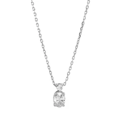 Collier aus 750 Gold Weißgold Diamant Oval-Schliff 0,3ct TW-SI L:45cm