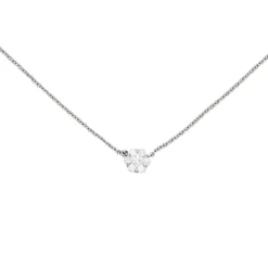 Collier aus 585 Gold Weißgold mit 7 Diamanten Brillanten 0,14 Ct W-si 42-45cm