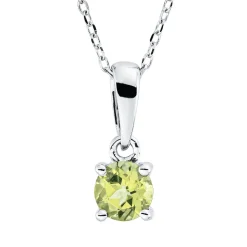 Collier aus 750 Gold Weißgold Peridot 0,29ct grün L:45cm 4er-Krappe