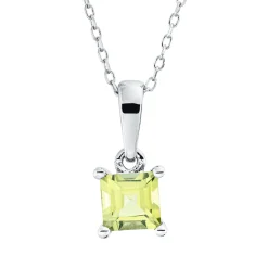 Collier aus 750 Gold Weißgold Peridot 0,37ct grün L:45cm 4er-Krappe