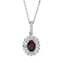 Collier aus 750 Gold Weißgold Rubin 0,58ct rot 21 Diamanten 0,5ct L:45cm