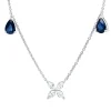 Collier aus 750 Gold Weißgold 2 Saphire 1,21ct blau mit Diamanten L:45cm