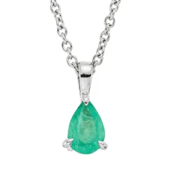 Collier aus 750 Gold Weißgold Smaragd 0,39ct grün L:45cm