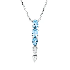 Collier aus 750 Gold Weißgold 5 Topase 0,75ct weiß L:45cm