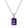 Collier aus 750 Rotgold Amethyst 1,46ct lila 8 Brillanten 0,04ct TW-SI L:45cm