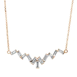 Collier aus 750 Rotgold 11 Diamanten Baguette-Schliff 0,89ct TW-SI L:43,2cm