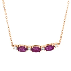 Collier aus 750 Rotgold 3 Rubine 0,87ct rot 4 Brillanten 0,1ct F-SI L:45,7cm
