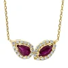 Collier aus 750 Rotgold 2 Rubine 1,05ct rot 28 Brillanten 0,27ct F-VSI L:43,2cm