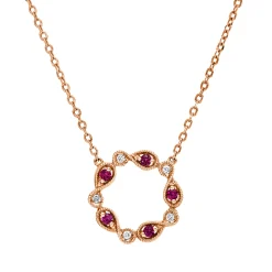 Collier aus 750 Rotgold 5 Rubine 0,09ct rot 5 Brillanten 0,03ct TW-SI L:45cm