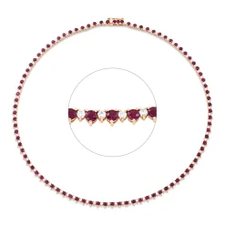 Collier aus 585 Rotgold 90 Rubine 9,48ct rot 87 Brillanten 2,53ct TW-SI L:43,2cm