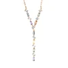 Collier aus 750 Rotgold 8 Saphire 1,18ct mehrfarbig mit Diamanten L:45,7cm