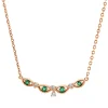 Collier aus 750 Rotgold 4 Smaragde 0,06ct grün 4 Brillanten 0,05ct TW-SI L:45cm
