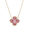 Collier aus 750 Rotgold 4 Turmaline 1,1ct pink 5 Brillanten 0,05ct TW-SI L:43,2cm