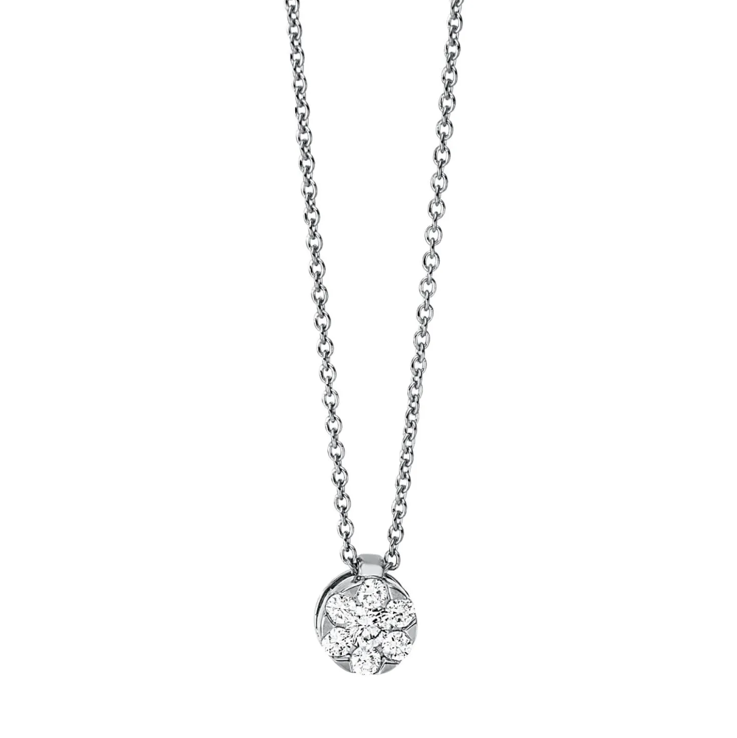 Collier aus 750 Weißgold 6 Brillanten 0,09ct TW-SI 1 Brillant 0,05ct TW-SI L:45cm