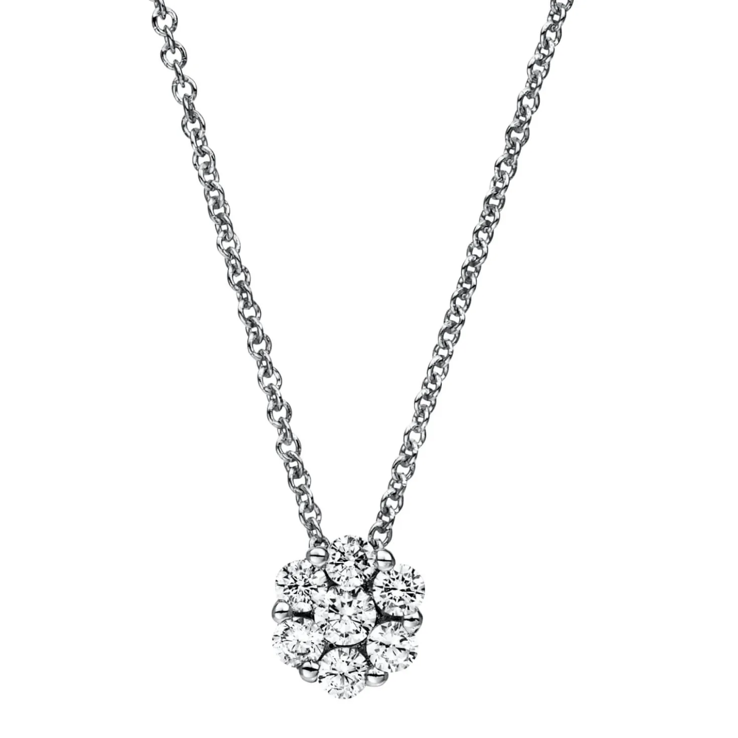 Collier aus 585 Weißgold 6 Brillanten 0,29ct TW-SI 1 Brillant 0,1ct TW-SI L:42cm