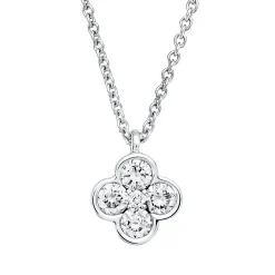 Collier aus 750 Weißgold 4 Brillanten 0,18ct TW-SI 1 Brillant 0,01ct TW-SI L:45cm
