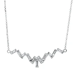 Collier aus 750 Weißgold 11 Diamanten Baguette-Schliff 0,93ct TW-SI L:43,2cm