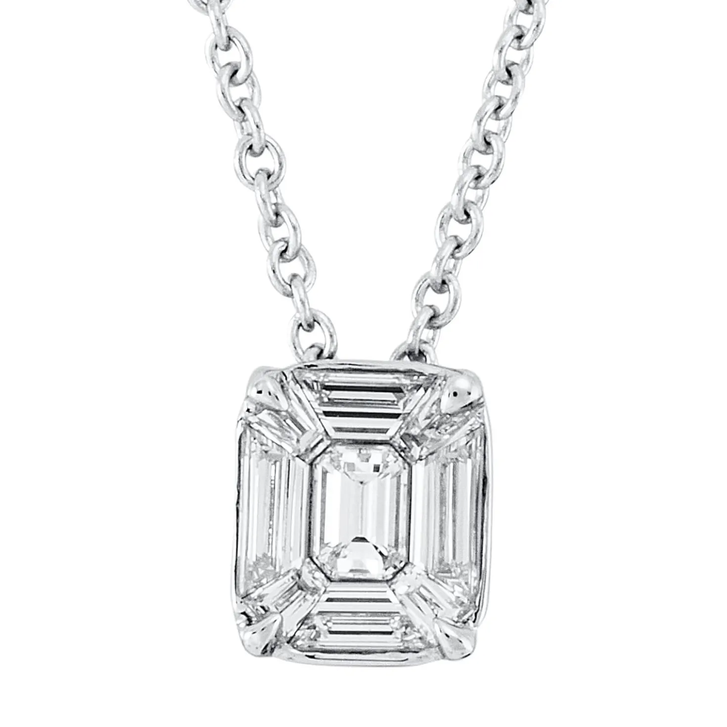 Collier aus 750 Weißgold 9 Diamanten Fanatsy-Schliff 0,38ct TW-SI L:45cm