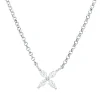 Collier aus 750 Weißgold 4 Diamanten Navette-Schliff 0,1ct TW-SI L:43cm