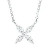 Collier aus 750 Weißgold 4 Diamanten Navette-Schliff 0,13ct TW-SI L:43cm