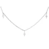 Collier aus 750 Weißgold 3 Diamanten Navette-Schliff 0,11ct TW-SI L:43,2cm