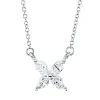 Collier aus 750 Weißgold 4 Diamanten Navette-Schliff 0,24ct TW-VSI L:45,7cm