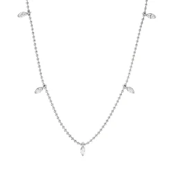 Collier aus 750 Weißgold 5 Diamanten Navette-Schliff 0,16ct TW-VSI L:46cm