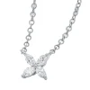 Collier aus 750 Weißgold 4 Diamanten Navette-Schliff 0,21ct TW-VSI/SI L:45cm