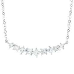 Collier aus 585 Weißgold 9 Diamanten Prinzess-Schliff 0,66ct W-SI L:45cm