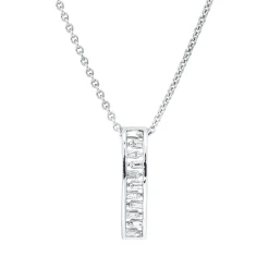 Collier aus 750 Weißgold 11 Diamanten Trapez-Schliff 0,1ct TW-SI L:45cm