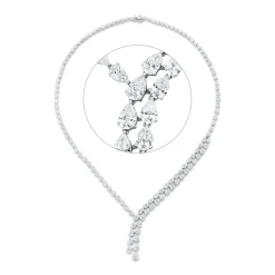 Collier aus 750 Weißgold 122 Diamanten Tropfen-Schliff 14,93ct F-VSI L:42cm