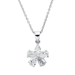 Collier aus 750 Weißgold 5 Diamanten Tropfen-Schliff 0,76ct TW-VSI L:45cm