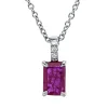 Collier aus 750 Weißgold Rubin 0,71ct rot 3 Brillanten 0,02ct TW-SI L:45cm