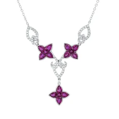 Collier aus 750 Weißgold 15 Rubine 2,5ct rot 69 Brillanten 0,3ct TW-SI L:45,7cm