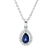 Collier aus 750 Weißgold Saphir 0,49ct blau 18 Brillanten 0,13ct F-SI L:45,7cm