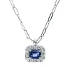 Collier aus 750 Weißgold Saphir 0,26ct blau 14 Brillanten 0,09ct TW-SI L:45,7cm