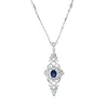 Collier aus 750 Weißgold Saphir 0,32ct blau 31 Brillanten 0,2ct TW-SI L:45,7cm
