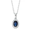 Collier aus 750 Weißgold Saphir 0,57ct blau 16 Brillanten 0,07ct TW-SI L:45,7cm
