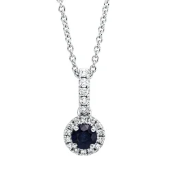 Collier aus 750 Weißgold Saphir 0,33ct blau 19 Brillanten 0,12ct TW-SI L:45,7cm