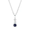 Collier aus 750 Weißgold Saphir 0,13ct blau 2 Brillanten 0,03ct TW-SI L:45cm