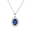 Collier aus 750 Weißgold Saphir 0,84ct blau 16 Brillanten 0,19ct TW-VSI L:45cm