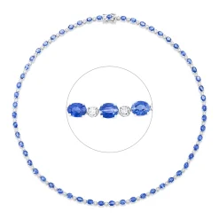 Collier aus 750 Weißgold 57 Saphire 18,56ct blau 57 Brillanten 1,17ct F-SI L:43cm