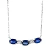 Collier aus 750 Weißgold 3 Saphire 1,68ct blau 2 Brillanten 0,18ct TW-SI L:45cm
